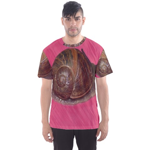 Snail Pink Background Men s Sport Mesh Tee by Nexatart