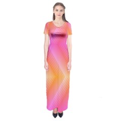 Pattern Background Pink Orange Short Sleeve Maxi Dress by Nexatart