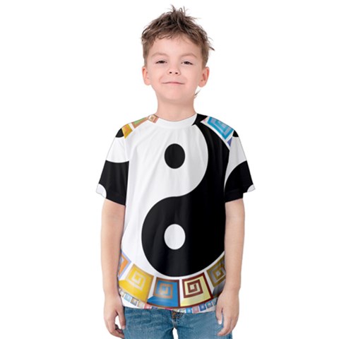 Yin Yang Eastern Asian Philosophy Kids  Cotton Tee by Nexatart