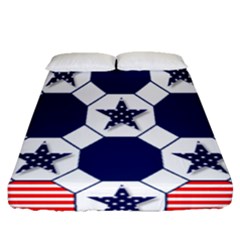 Patriotic Symbolic Red White Blue Fitted Sheet (queen Size) by Nexatart