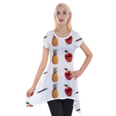 Ppap Pen Pineapple Apple Pen Short Sleeve Side Drop Tunic by Nexatart