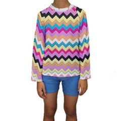 Chevrons Pattern Art Background Kids  Long Sleeve Swimwear by Nexatart