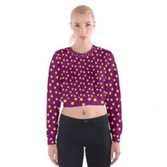 Star Christmas Red Yellow Women s Cropped Sweatshirt by Nexatart