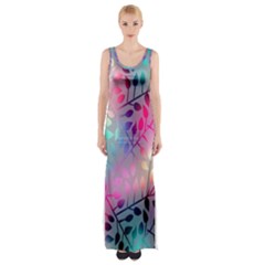 Colorful Leaves Maxi Thigh Split Dress by Brittlevirginclothing