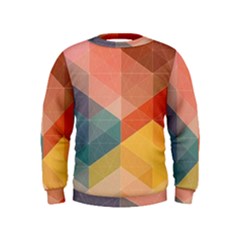 Colorful Warm Colored Quares Kids  Sweatshirt by Brittlevirginclothing