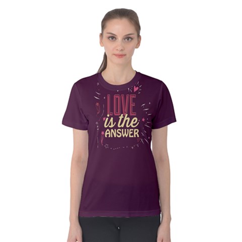 Purple Love Is The Answer Women s Cotton Tee by FunnySaying