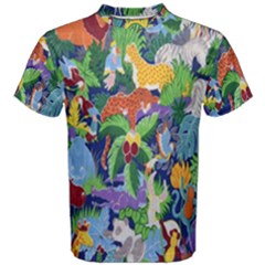 Animated Safari Animals Background Men s Cotton Tee by Nexatart