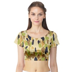 Army Camouflage Pattern Short Sleeve Crop Top (tight Fit) by Nexatart