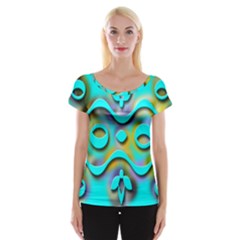 Background Braid Fantasy Blue Women s Cap Sleeve Top by Nexatart