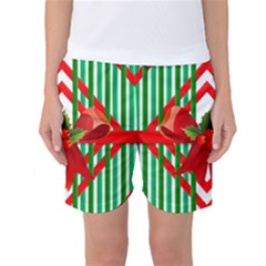 Christmas Gift Wrap Decoration Red Women s Basketball Shorts by Nexatart