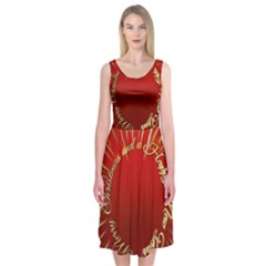 Christmas Greeting Card Star Midi Sleeveless Dress by Nexatart