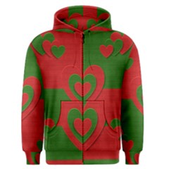 Christmas Fabric Hearts Love Red Men s Zipper Hoodie by Nexatart