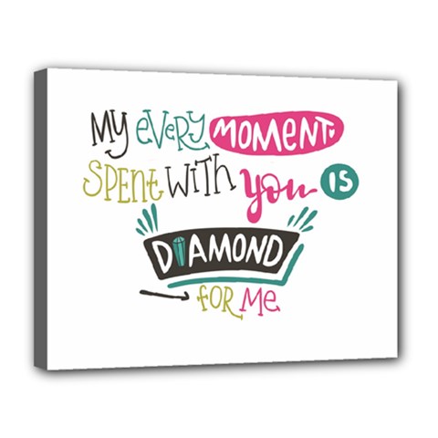 My Every Moment Spent With You Is Diamond To Me / Diamonds Hearts Lips Pattern (white) Canvas 14  X 11  by FashionFling