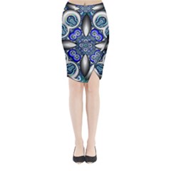 Fractal Cathedral Pattern Mosaic Midi Wrap Pencil Skirt by Nexatart