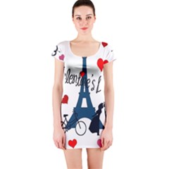 Valentine s Day - Paris Short Sleeve Bodycon Dress by Valentinaart