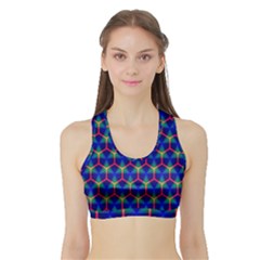 Honeycomb Fractal Art Sports Bra With Border by Nexatart