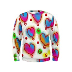 Love Hearts Shapes Doodle Art Kids  Sweatshirt by Nexatart