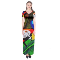 Papgei Red Bird Animal World Towel Short Sleeve Maxi Dress by Nexatart