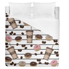 Donuts And Coffee Pattern Duvet Cover (queen Size) by Valentinaart