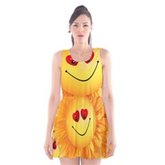 Smiley Joy Heart Love Smile Scoop Neck Skater Dress by Nexatart