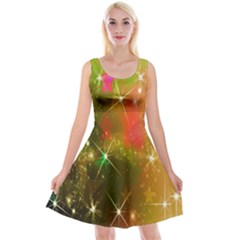 Star Christmas Background Image Red Reversible Velvet Sleeveless Dress by Nexatart