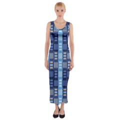 Textile Structure Texture Grid Fitted Maxi Dress by Nexatart