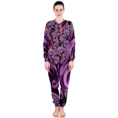 Purple Abstract Art Fractal Art Fractal Onepiece Jumpsuit (ladies)  by Amaryn4rt