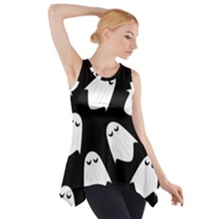 Ghost Halloween Pattern Side Drop Tank Tunic by Amaryn4rt