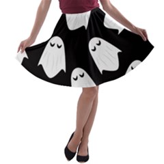 Ghost Halloween Pattern A-line Skater Skirt by Amaryn4rt