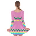 Easter Chevron Pattern Stripes Long Sleeve Velvet Skater Dress View2