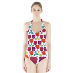 Tree Pattern Background Halter Swimsuit by Amaryn4rt