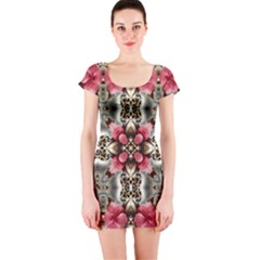 Flowers Fabric Short Sleeve Bodycon Dress by Amaryn4rt