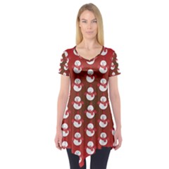 Card Cartoon Christmas Cold Short Sleeve Tunic  by Amaryn4rt