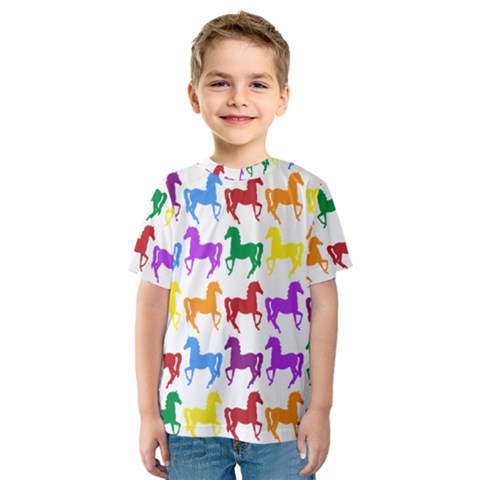 Colorful Horse Background Wallpaper Kids  Sport Mesh Tee by Amaryn4rt