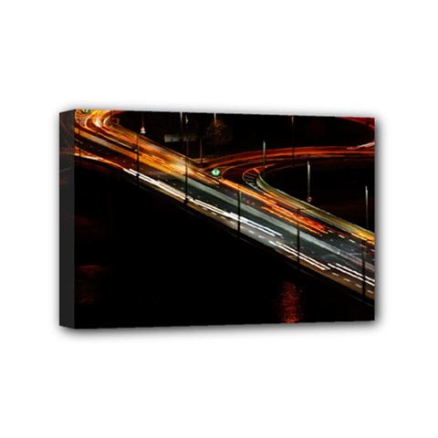 Highway Night Lighthouse Car Fast Mini Canvas 6  X 4  by Amaryn4rt