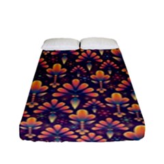 Abstract Background Floral Pattern Fitted Sheet (full/ Double Size) by Amaryn4rt