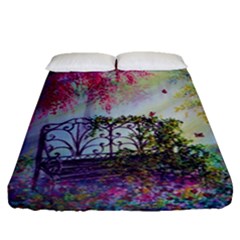 Bench In Spring Forest Fitted Sheet (queen Size) by Amaryn4rt