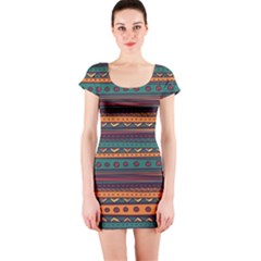 Ethnic Style Tribal Patterns Graphics Vector Short Sleeve Bodycon Dress by Amaryn4rt