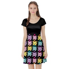 Kawaii Cats Short Sleeve Skater Dress by galfawkes