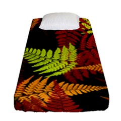 3d Red Abstract Fern Leaf Pattern Fitted Sheet (single Size) by Amaryn4rt