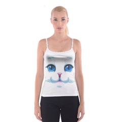 Cute White Cat Blue Eyes Face Spaghetti Strap Top by Amaryn4rt