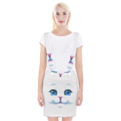 Cute White Cat Blue Eyes Face Suspender Skirt by Amaryn4rt