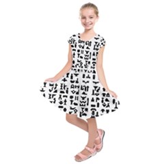 Anchor Puzzle Booklet Pages All Black Kids  Short Sleeve Dress by Simbadda