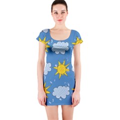 Sunshine Tech Blue Short Sleeve Bodycon Dress by Simbadda