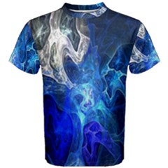 Ghost Fractal Texture Skull Ghostly White Blue Light Abstract Men s Cotton Tee by Simbadda