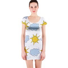 Sunshine Tech White Short Sleeve Bodycon Dress by Simbadda