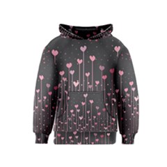 Pink Hearts On Black Background Kids  Pullover Hoodie by TastefulDesigns