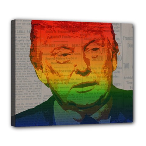 Rainbow Trump  Deluxe Canvas 24  X 20   by Valentinaart