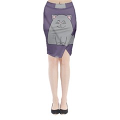 Cat Minimalism Art Vector Midi Wrap Pencil Skirt by Simbadda