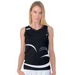 Cat Black Vector Minimalism Women s Basketball Tank Top by Simbadda